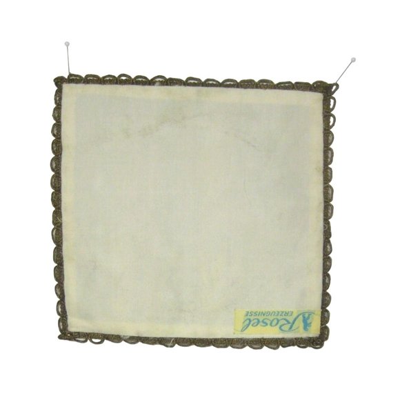 Rosel Erzeugnisse Vintage Silk Embroidered Table Decor Art Courting Couple 6.75" - Picture 3 of 5